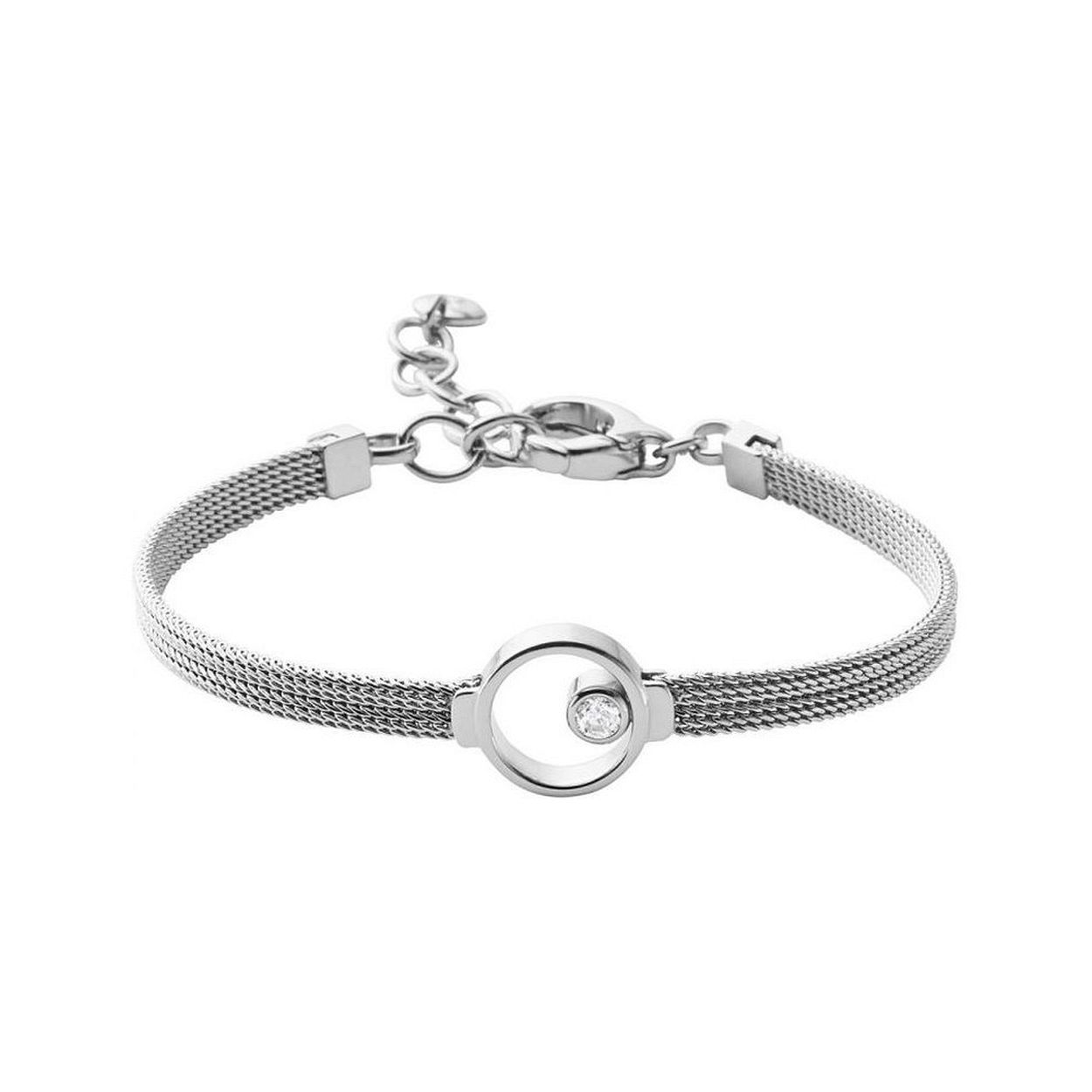 Skagen Elin Armband in een milanees uiterlijk met een ingelegd steentje in het midden.