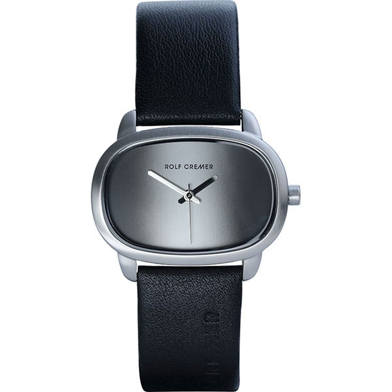 Edelstalen horloge met zwart leren band