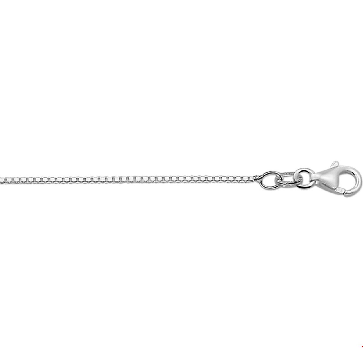 Witgouden collier, venetiaanse schakel. Te dragen op 41-43 en 45 cm en voorzien van een degelijke karabijnsluiting.
