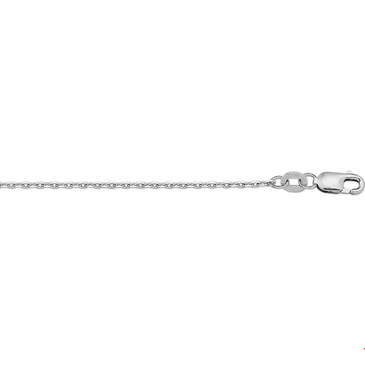Deze witgouden collier met anker schakel heeft draaglengtes van 41, 43 en 45cm. Uitgevoerd met een karabijn sluiting. De schakelbreedte is 1.3mm.