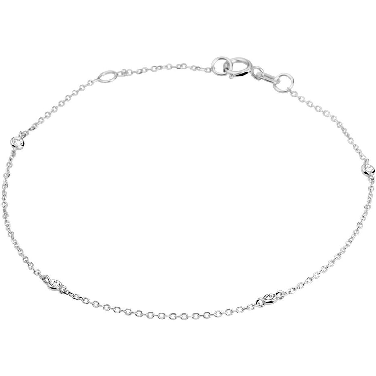 14k Witgouden anker armband uitgevoerd met schitterende diamanten. De armband heeft een karabijn sluiting en draaglengtes van 16.5 en 18cm.