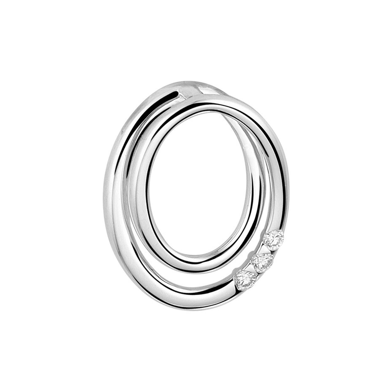 14k Witgouden hanger uitgevoerd met een schitterende diamant rij. De hanger heeft een afmeting van 15x12mm.