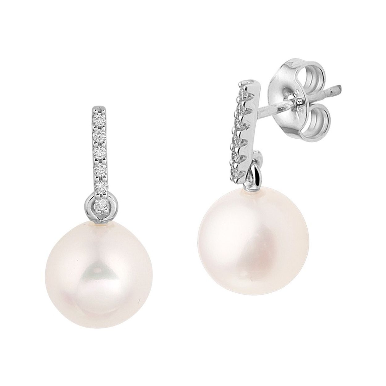 Huiscollectie Oorhangers parel en diamant 0.06ct (2x0.03ct) 4105448 - 9mm