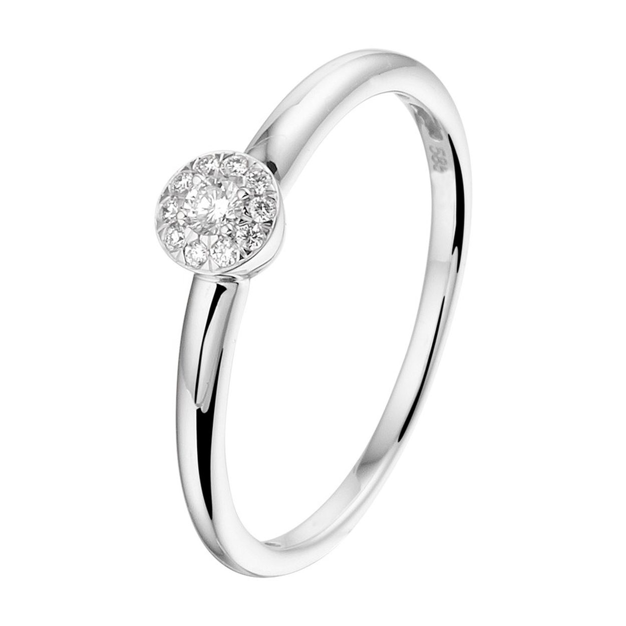 14k Witgouden ring uitgevoerd met een schitterend diamant vlak. De ring heeft een breedte van 4.5mm.