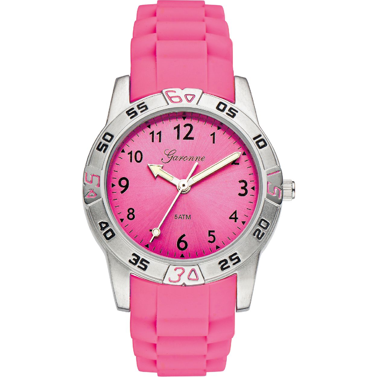 Garonne kinderhorloge met siliconen band, fuchsia roze
