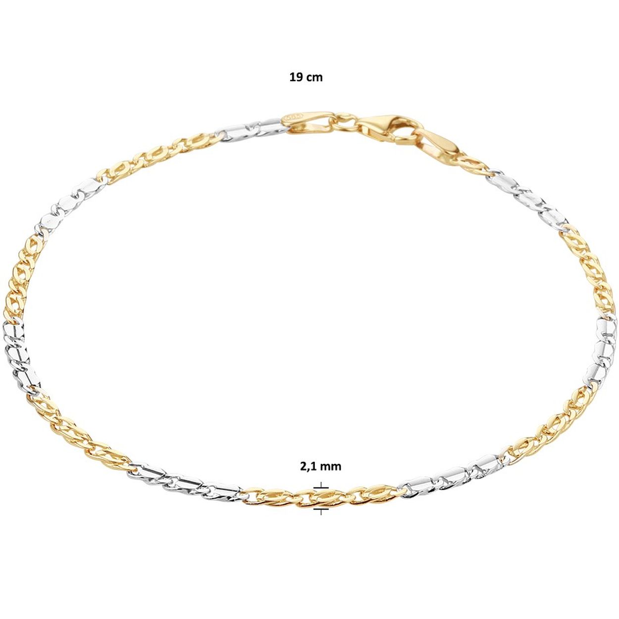 valkenoog schakel armband van wit en geel goud

