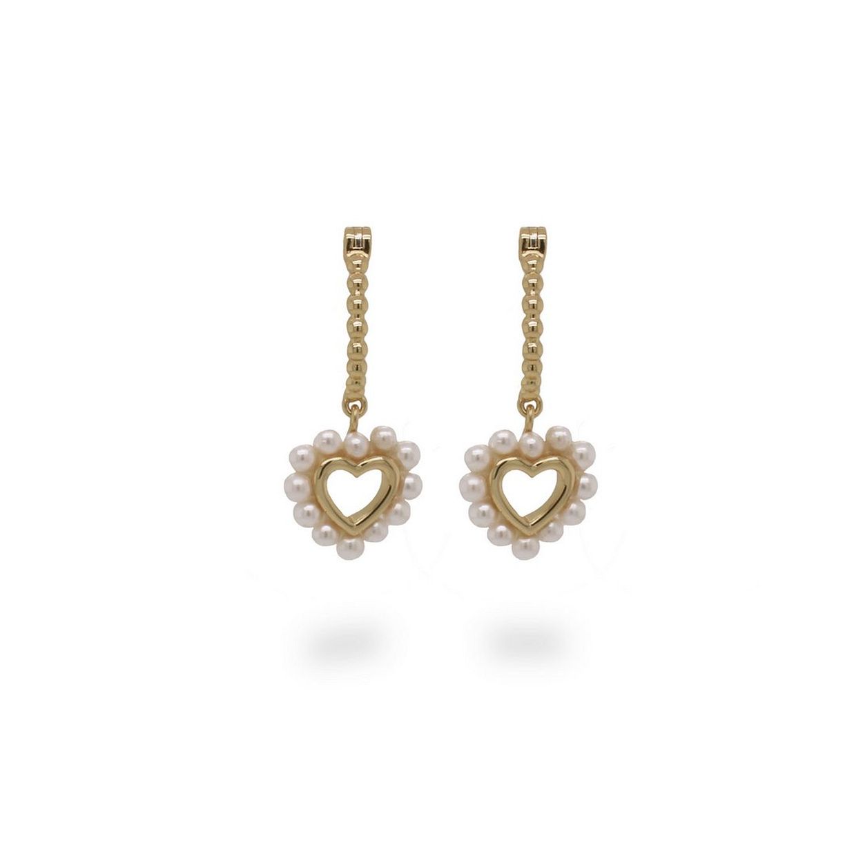 24Kae Oorbellen met hart en parels  - 925 Sterling zilver geelgoud verguld  42403Y