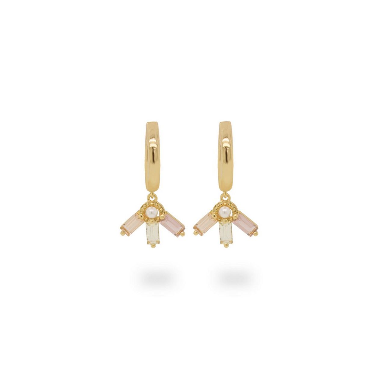 24Kae Creolen met hanger - 925 Sterling zilver geelgoud verguld  42413Y
