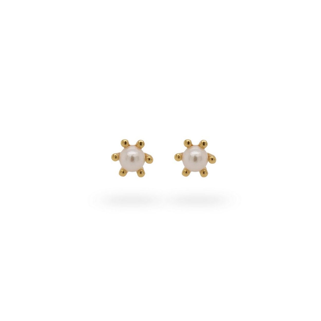 24Kae Oorstekers met parel - 925 Sterling zilver geelgoud verguld  42420Y