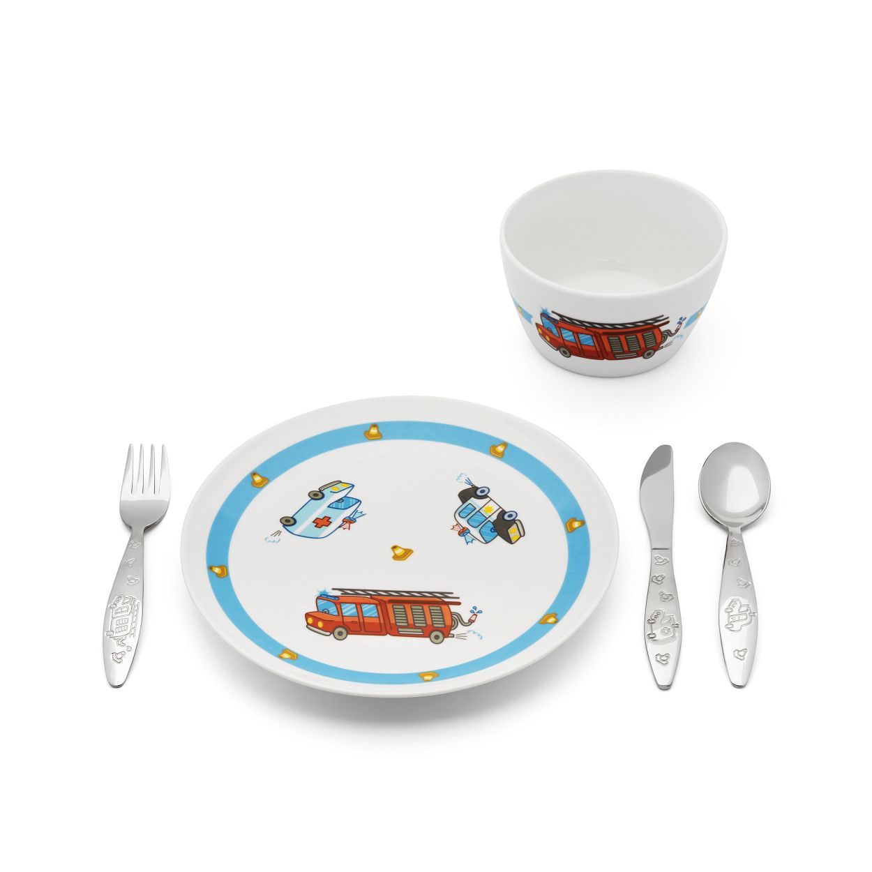 Servies Hulpdiensten 5dlg porselein/RVS