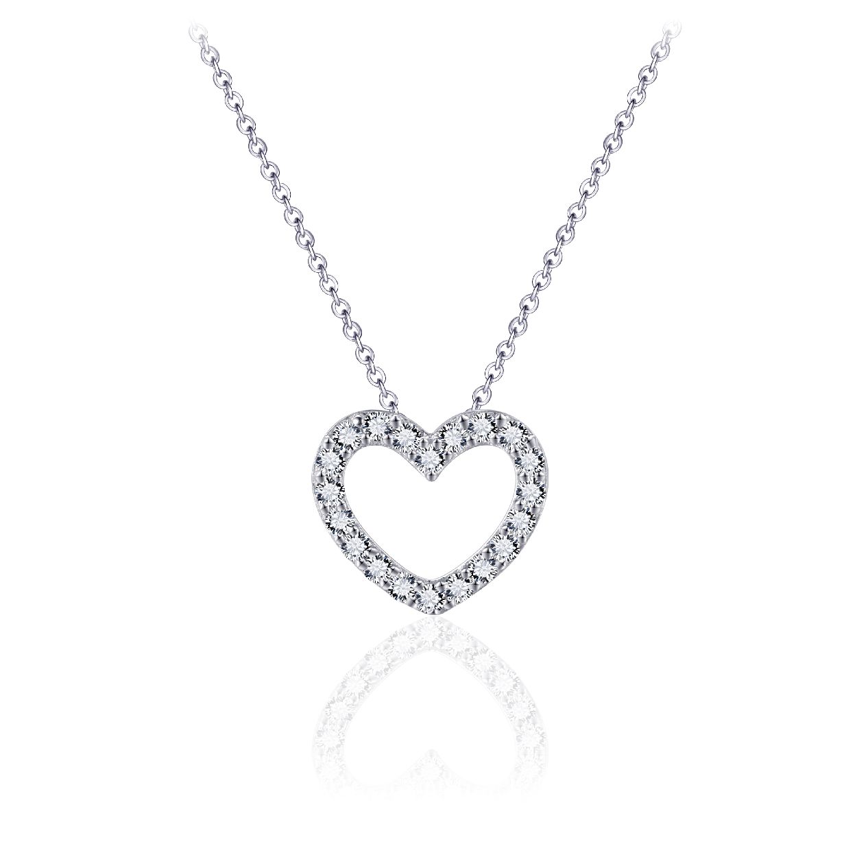 Schitterende zilveren anker collier met in het midden een opengewerkt hart rondom gezet met diamant geslepen zirkonia's in pavezetting. De maat van de hanger is 12 x12 mm. Het anker collier is te dragen vanaf een lengte van 42 cm, maar gemakkelijk te verstellen tot 47 cm.

Leuk om te combineren met de bijpassende 
armband B1007 en/of
oorstekers E1013 en/of
oorringen KC1023.