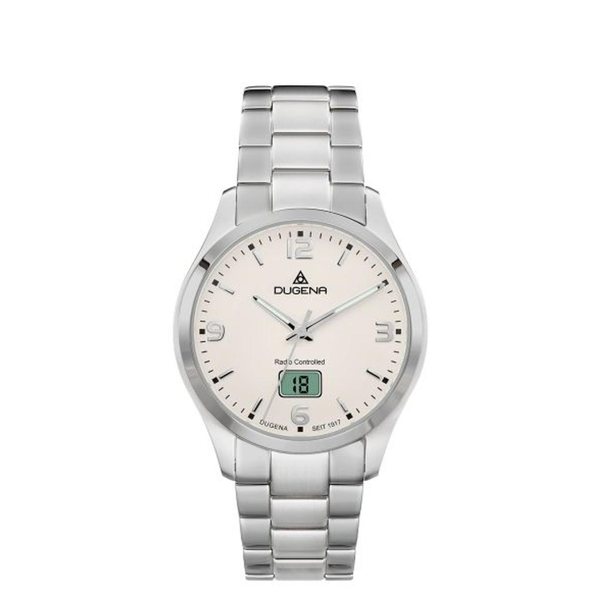 Die Dugena Herrenuhr besticht durch ihr hochwertiges Design. Sie verf&uuml;gt &uuml;ber ein kratzfestes Saphirglas und ein Geh&auml;use aus Edelstahl. Das Edelstahlarmband sorgt f&uuml;r Langlebigkeit. Mit einer Wasserdichtigkeit von 10 ATM ist sie ideal f&uuml;r den Alltag geeignet. Am besten zu formellen Anl&auml;ssen oder im B&uuml;ro tragen. Perfekt f&uuml;r stilbewusste Herren.