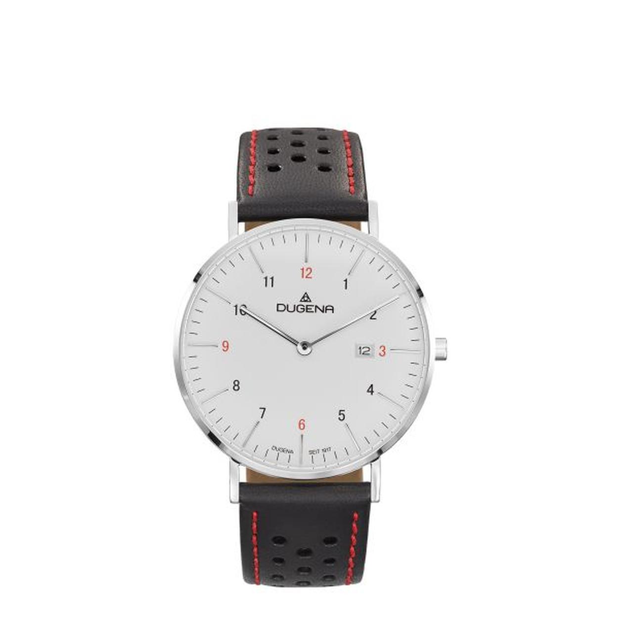 Die Herrenuhr MANHATTAN Sap.LB sw/rt verf&uuml;gt &uuml;ber Saphirglas, ein Edelstahlgeh&auml;use und -Armband sowie ein Quarzuhrwerk. Sie ist wasserdicht bis 3 ATM und hat eine Datumsanzeige. Das schwarze Armband und das wei&szlig;e Zifferblatt in einem runden 40 mm Geh&auml;use machen sie ideal f&uuml;r elegante Anl&auml;sse. Perfekt f&uuml;r moderne, stilbewusste M&auml;nner.