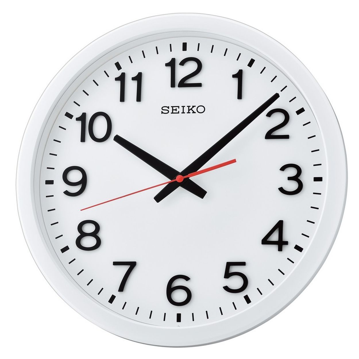 Seiko klok wit wit met zwarte Arabische cijfers