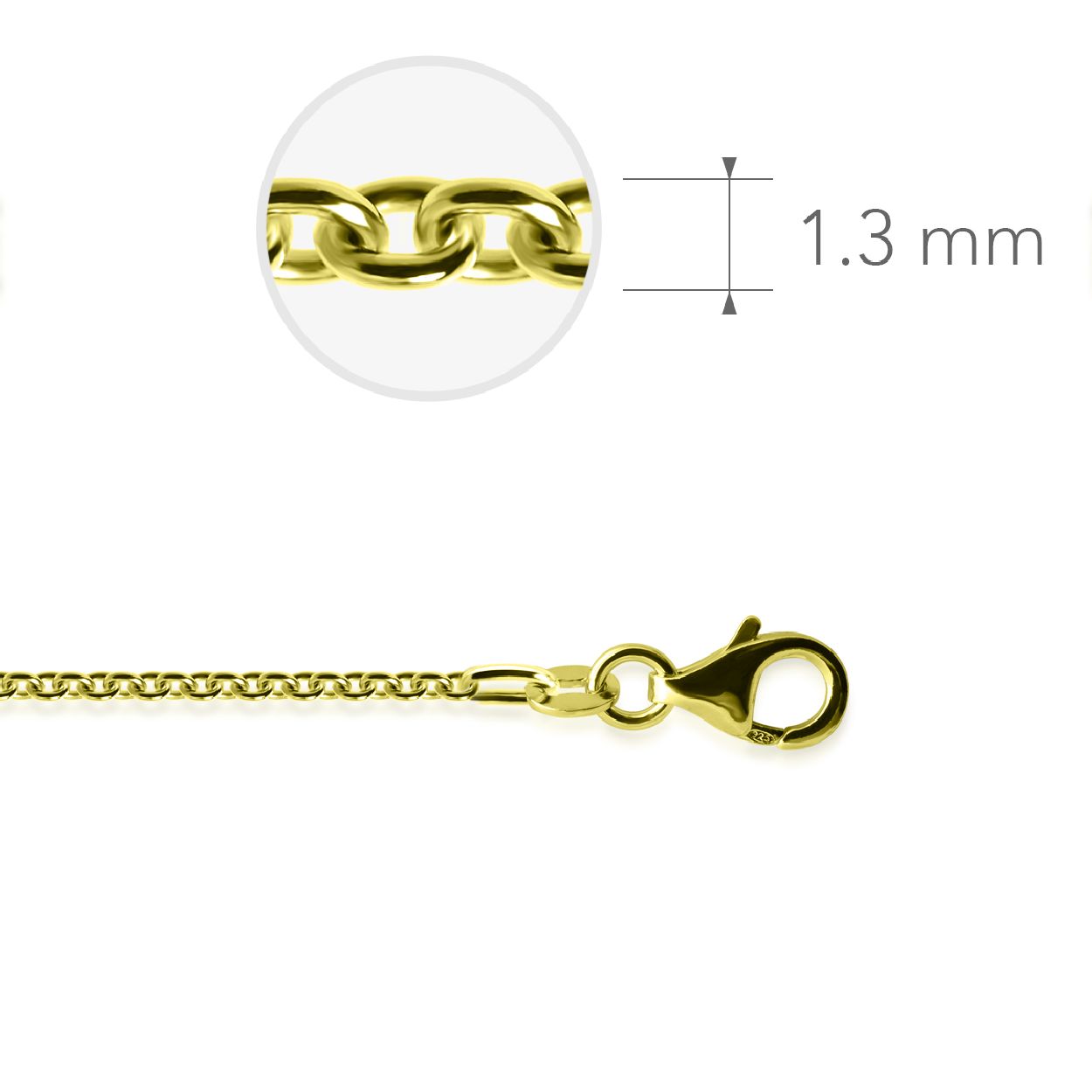 Zilver geelgoud verguld collier ankerschakel 50 cm 
Ook verkrijgbaar in diverse andere lengtes