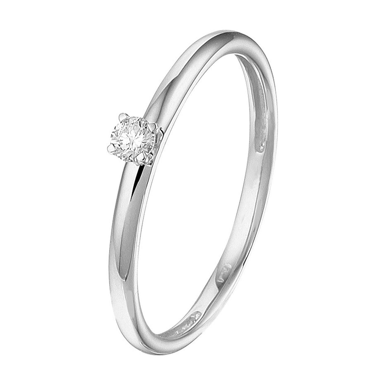 Luxe ring in witgoud met een palladium legering. De ring is uitgevoerd met een schitterende briljant geslepen diamant.