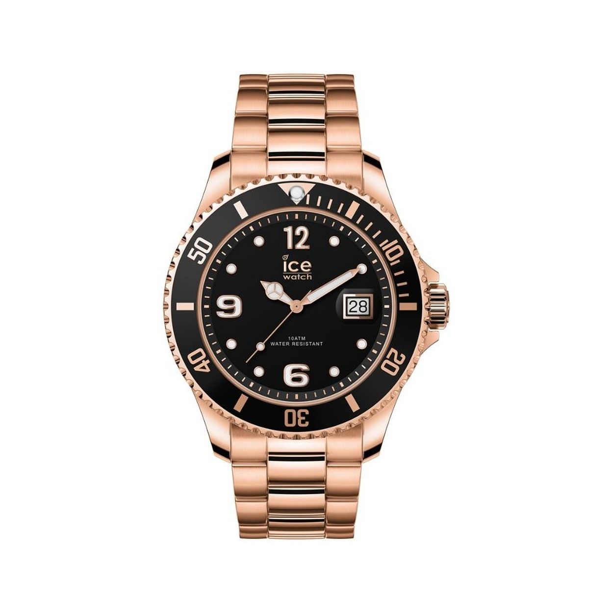 Ice-Watch ICE steel - IW016763 Dit Ice-Watch horloge komt uit de ICE steel collectie. Het horloge heeft een kastdiameter van 40 mm en is voorzien van een datumaanduiding. HET MERK Ice-Watch bestaat al sinds 2007 en heeft als motto ""Change. You can"". De horloges worden in verschillende kleuren - van transparant tot fluorescerend - uitgevoerd. Dit zorgt ervoor dat er een Ice-Watch is voor elke smaak, stijl en elke look waardoor je zo vaak van Ice-Watch kunt wisselen zoals je wilt.  SPECIFICATIES  - Mineraal glas  - Diameter horlogekast 40 mm - Ros�kleurige horlogekast - Zwarte wijzerplaat - Ros�kleurige horlogeband  - 10 ATM (Zwemmen en snorkelen)