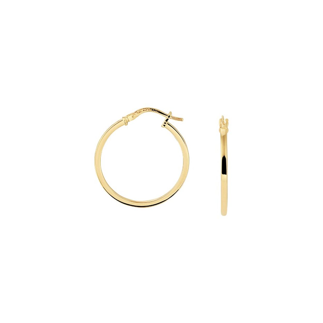 14k Geelgouden oorringen met een 925 zilveren kern. De oorringen hebben een diameter van 23.5mm en een dikte van 1.6mm.