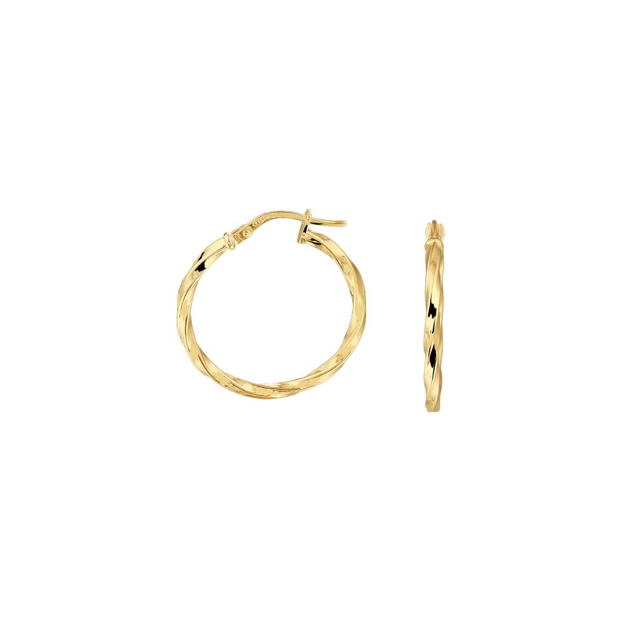 14k Geelgouden oorringen met een 925 zilveren kern. De oorringen hebben een diameter van 23.5mm en een dikte van 2mm.