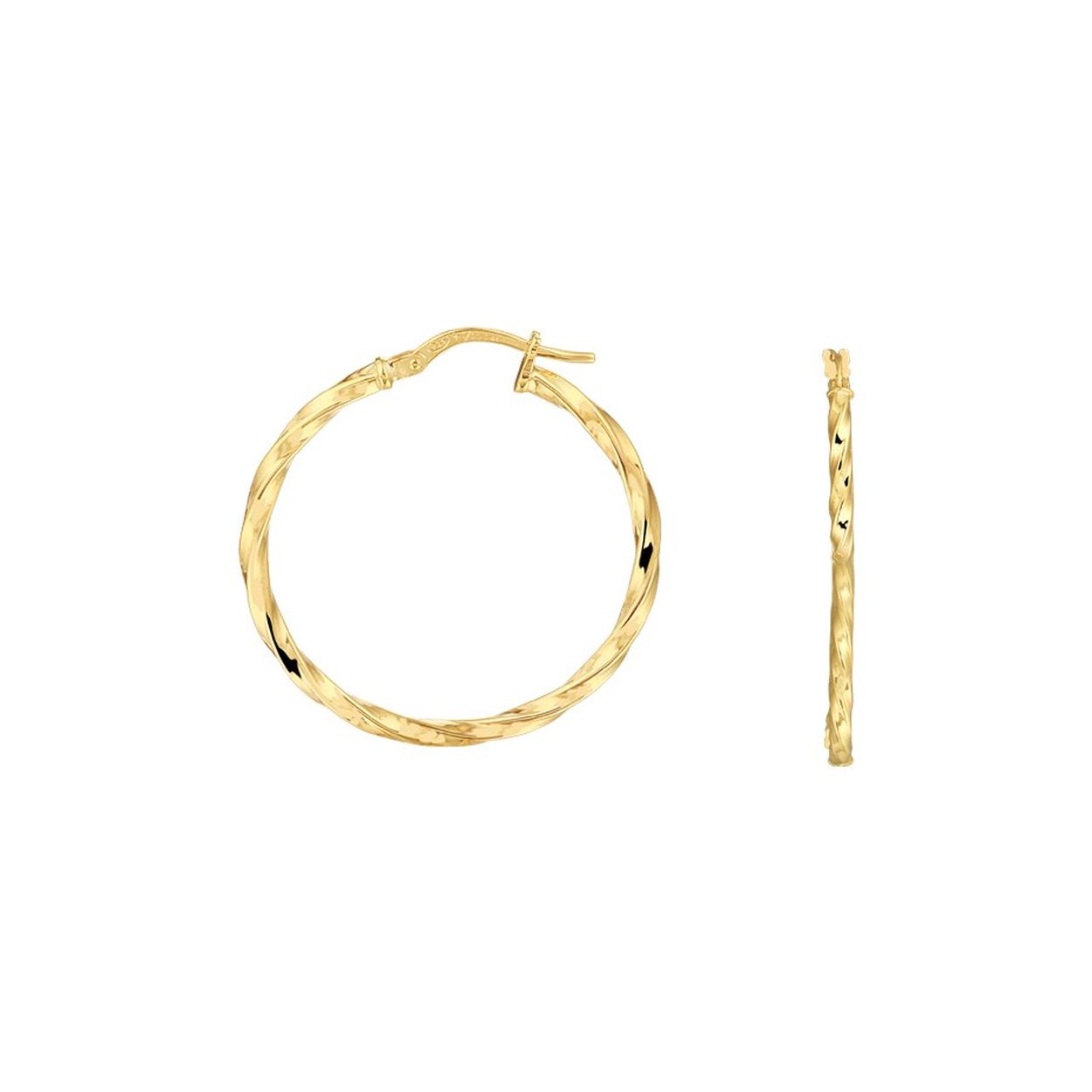 14k Geelgouden oorringen met een 925 zilveren kern. De oorringen hebben een diameter van 29mm en een dikte van 2mm.