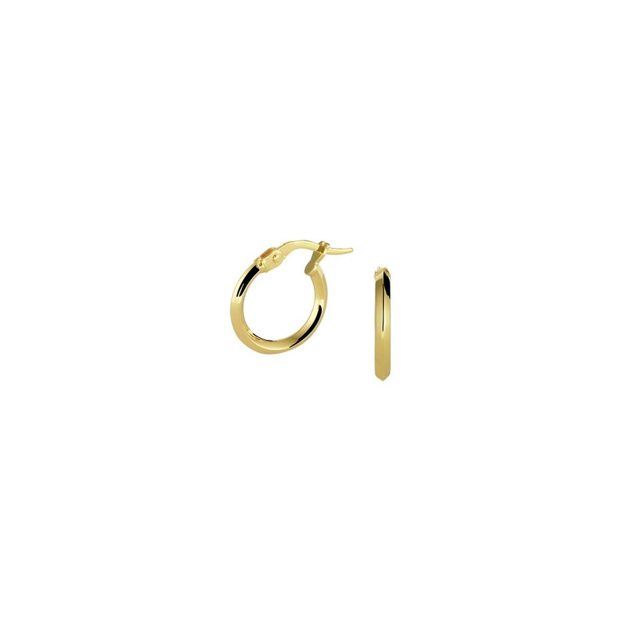 14k Geelgouden oorringen met daarin een kern van 925 zilver. De oorringen hebben een afmeting van 14x2mm.