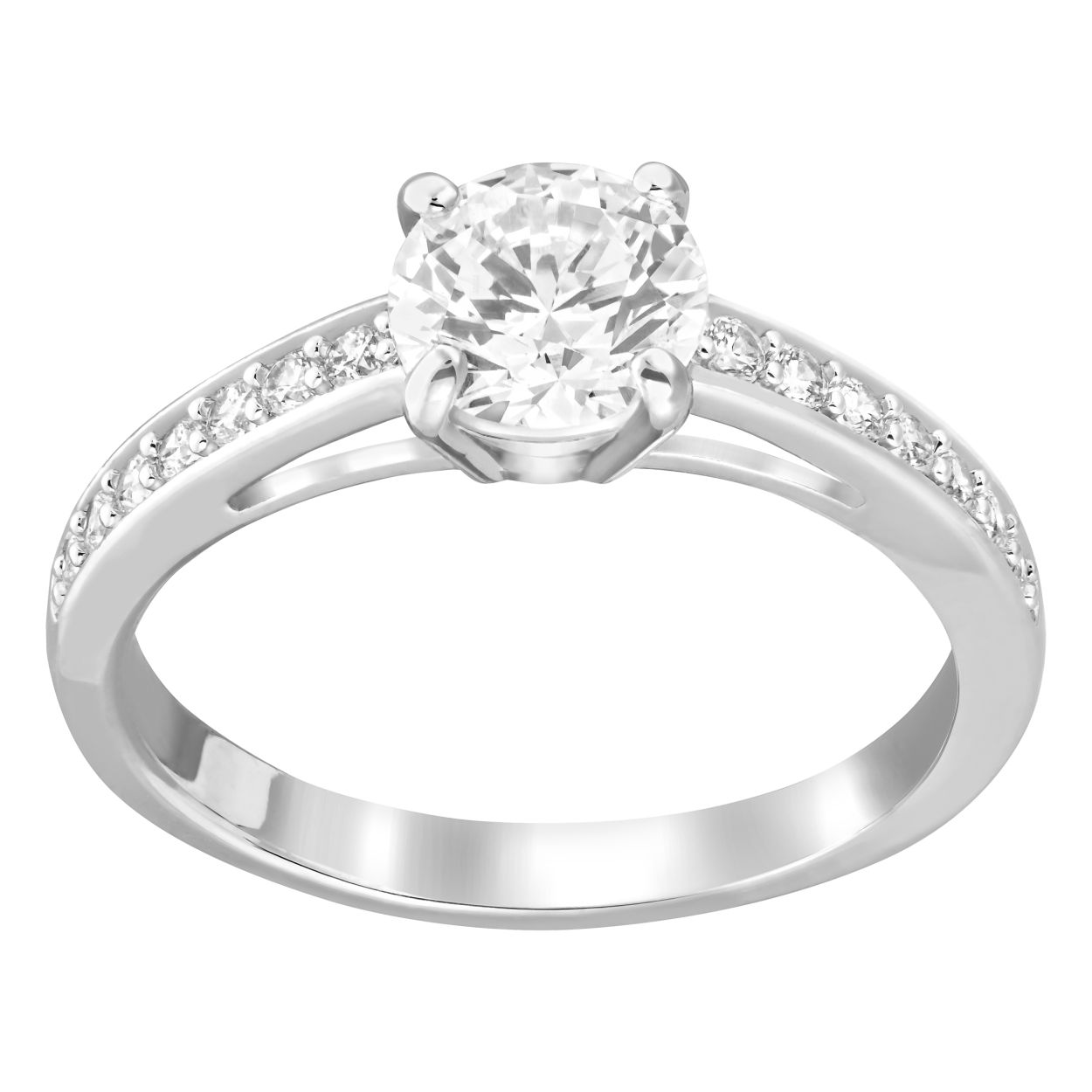 Swarovski’s Attract Round-ring is een echt romantisch cadeau. Deze prachtige rodium-vergulde ring bevat een ronde chaton in het midden met sprankelende chatons aan de zijkanten. De chatons versieren de voorste helft van de ring. Het perfecte sieraad voor je outfits overdag of ’s avonds!