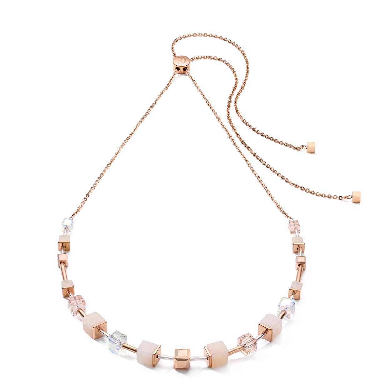 Dit is een prachtig collier van het merk Coeur de Lion. De kleuren van dit sieraad zijn perzik - rosegoud.