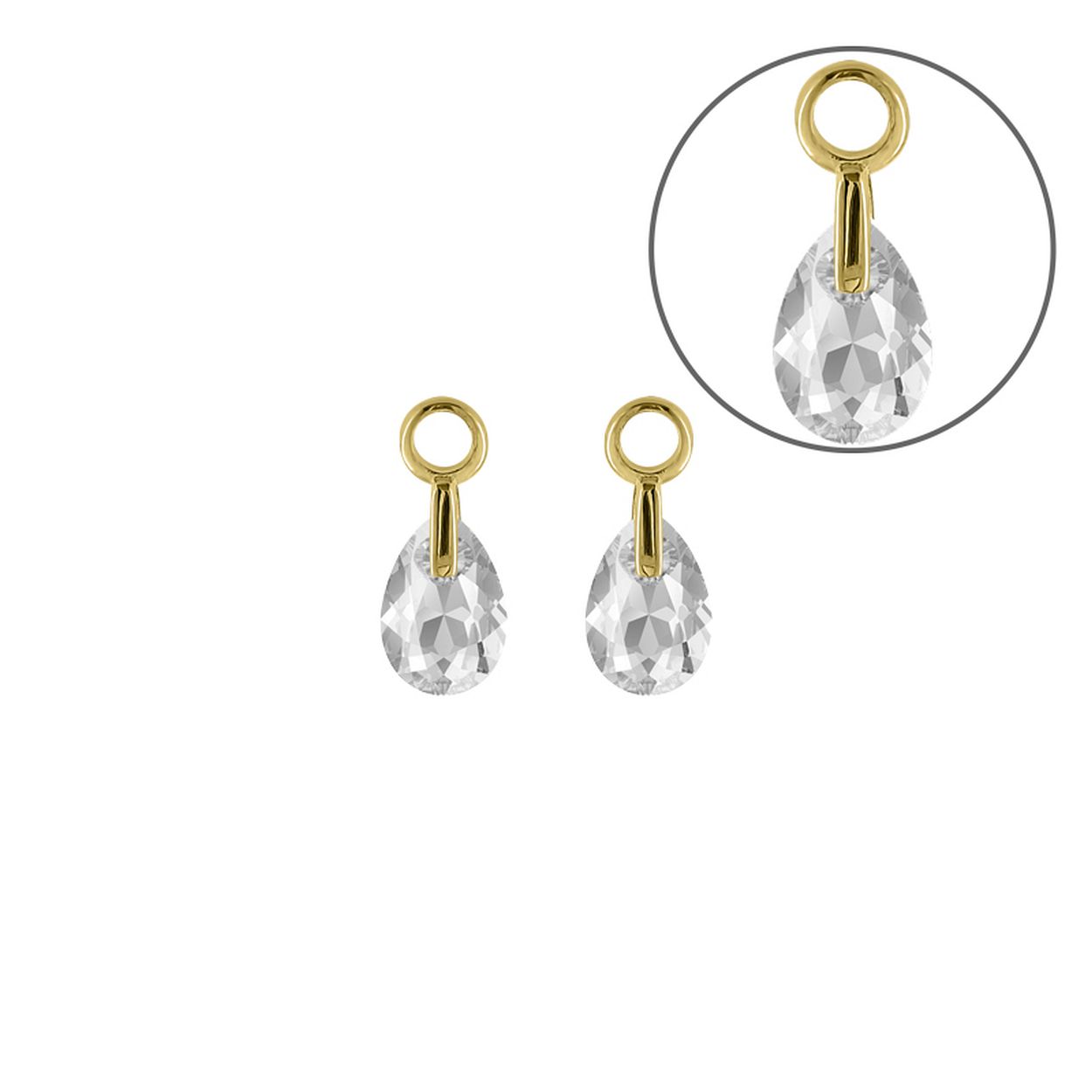 MY iMenso GOLD Creoli Pera oorhangers "Brillante crystal" "Crystal" (14k goud) 9mm