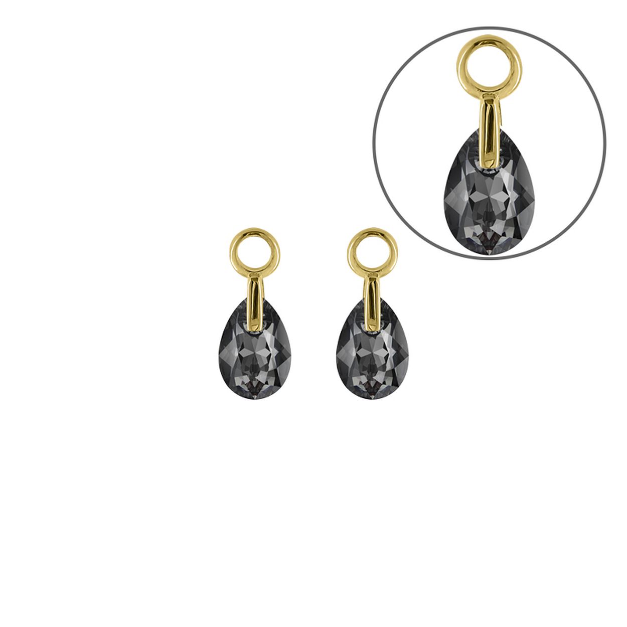 MY iMenso GOLD Creoli Pera oorhangers "Brillante crystal" "Silver Night" (14k goud) 9mm