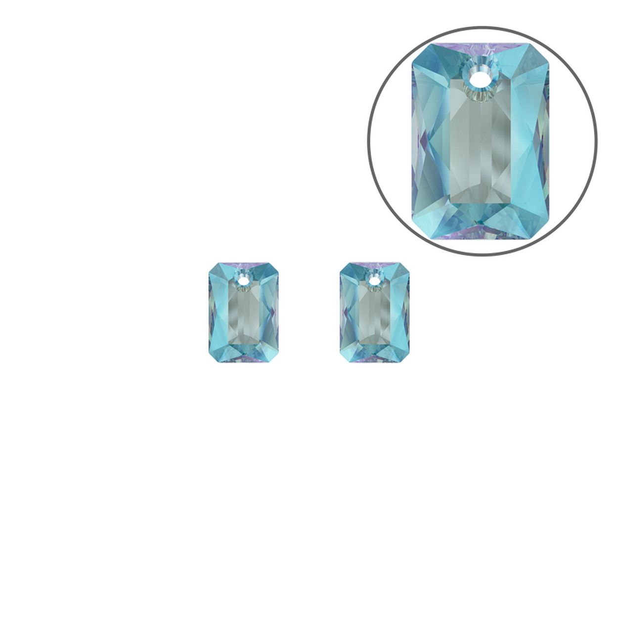 MY iMenso GOLD Creoli Rettangolo edelstenen "Brillante crystal" "Aqua Shim" 9mm