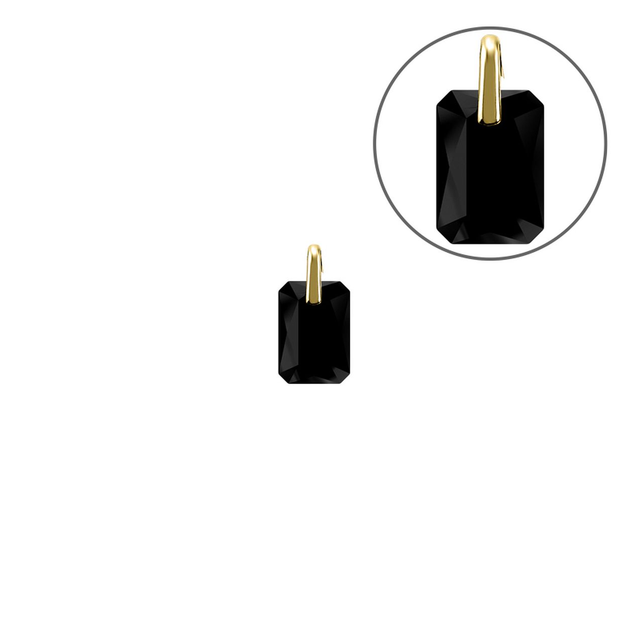 MY iMenso GOLD Creoli Rettangolo hanger "Brillante crystal" "Jet" (14k goud) 9mm