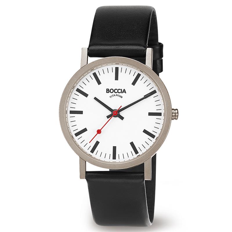 Boccia Titanium 521-03
Dit Boccia Titanium herenhorloge heeft een titanium kast. Het horloge heeft een kastdiameter van 35mm en mineraalglas. De band van het horloge is van leer. Of je nu sportief of chique gekleed gaat, dit horloge past bij elke outfit en iedere gelegenheid. 

