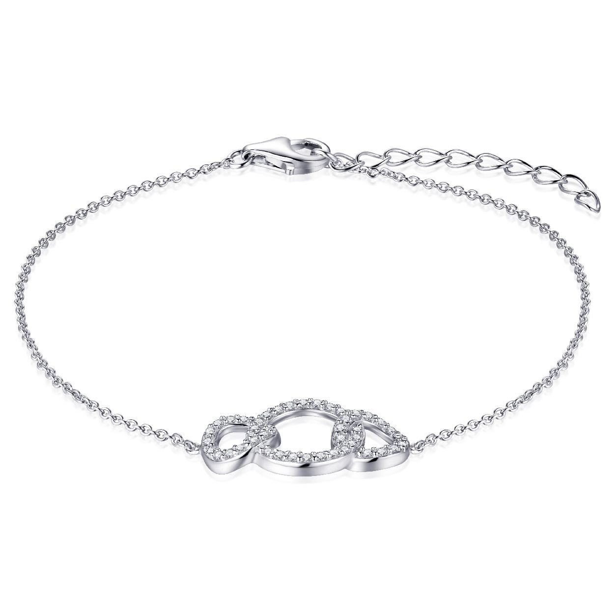 Zilveren armband 3 cirkels met zirkonia 