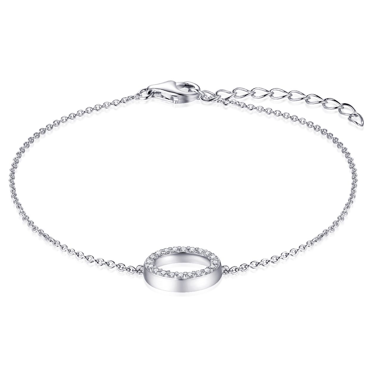 Zilveren armband met ovaal en zirkonia  