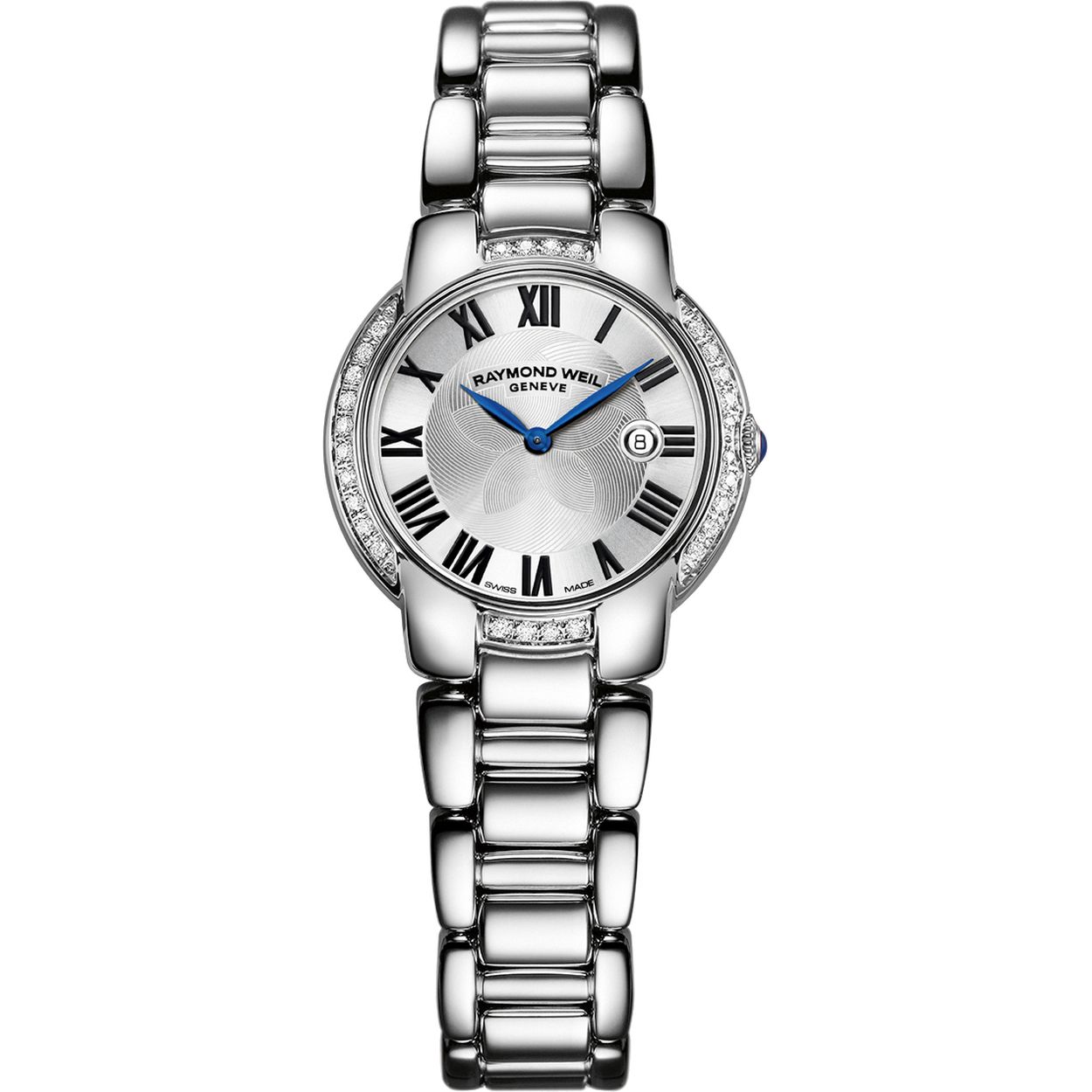 Dit elegante Raymond Weil horloge bevat 28 diamanten, daarnaast bevat het een saffierglas waardoor de mooie uitstraling van het horloge behouden blijft en een saffier in de kroon, Tevens bevat dit horloge een zwitsers kwaliteits uurwerk