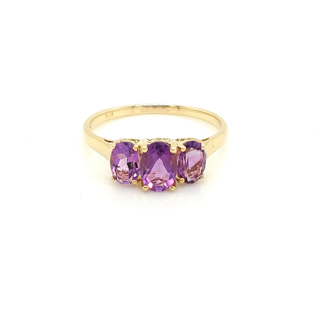Geelgouden ring met kleursteen Paarse Amethist