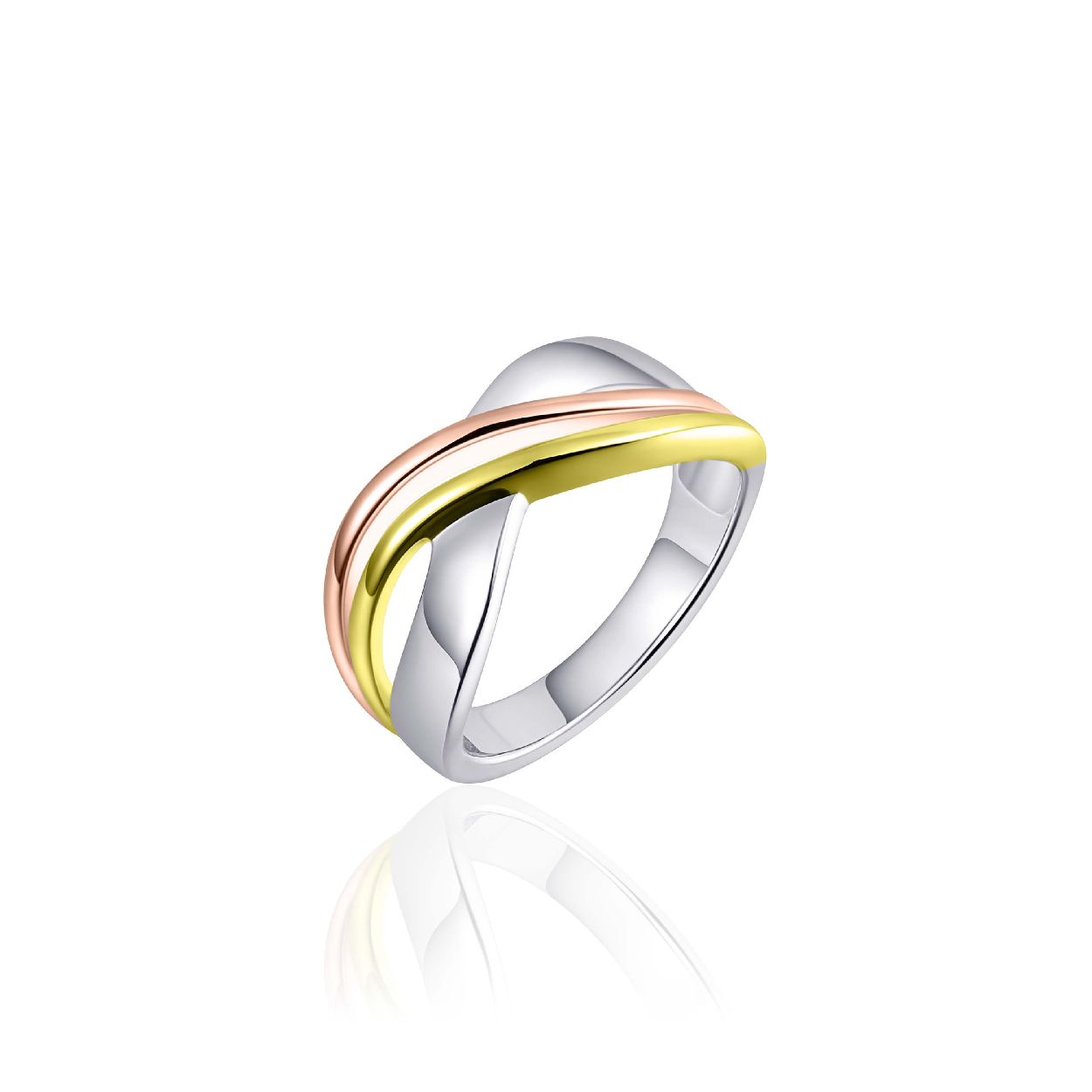 Gisser Jewels Zilver driekleuren  ring zilver R074T