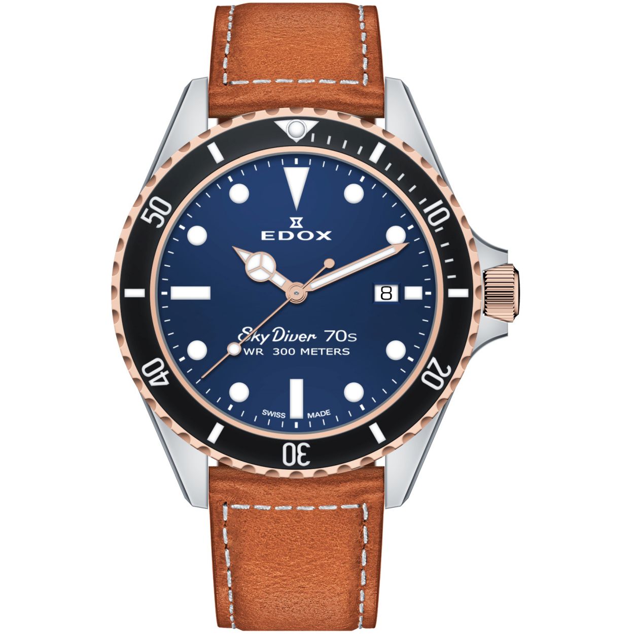 42 mm Staal Saffier Leer Skydiver