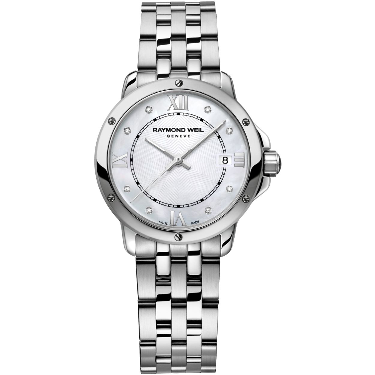 Met 8 diamanten en een delicate parelmoer wijzerplaat biedt dit tango klassieke diamanten stalen quartz armbandhorloge een unieke look en feel. Het tango klassieke dameshorloge van diamantstaal quartz wordt geleverd met een slanke roestvrijstalen polsband en behuizing. Waterbestendig tot 100 meter met een krasbestendig oppervlak, het biedt duurzaamheid in een comfortabel en stijlvol armbandhorloge. Een wijzerplaatdiameter van 28 millimeter en een quartz uurwerk, alles verpakt in een luxe verpakking, houden de tijd bij met het gemakkelijk afleesbare analoge display. Met het datumvenster op 3 uur kunt u zowel de datum als de tijd in één simpele blik op de pols controleren. Bescheidenheid en elegantie zijn de belangrijkste principes van deze moderne klassieker.