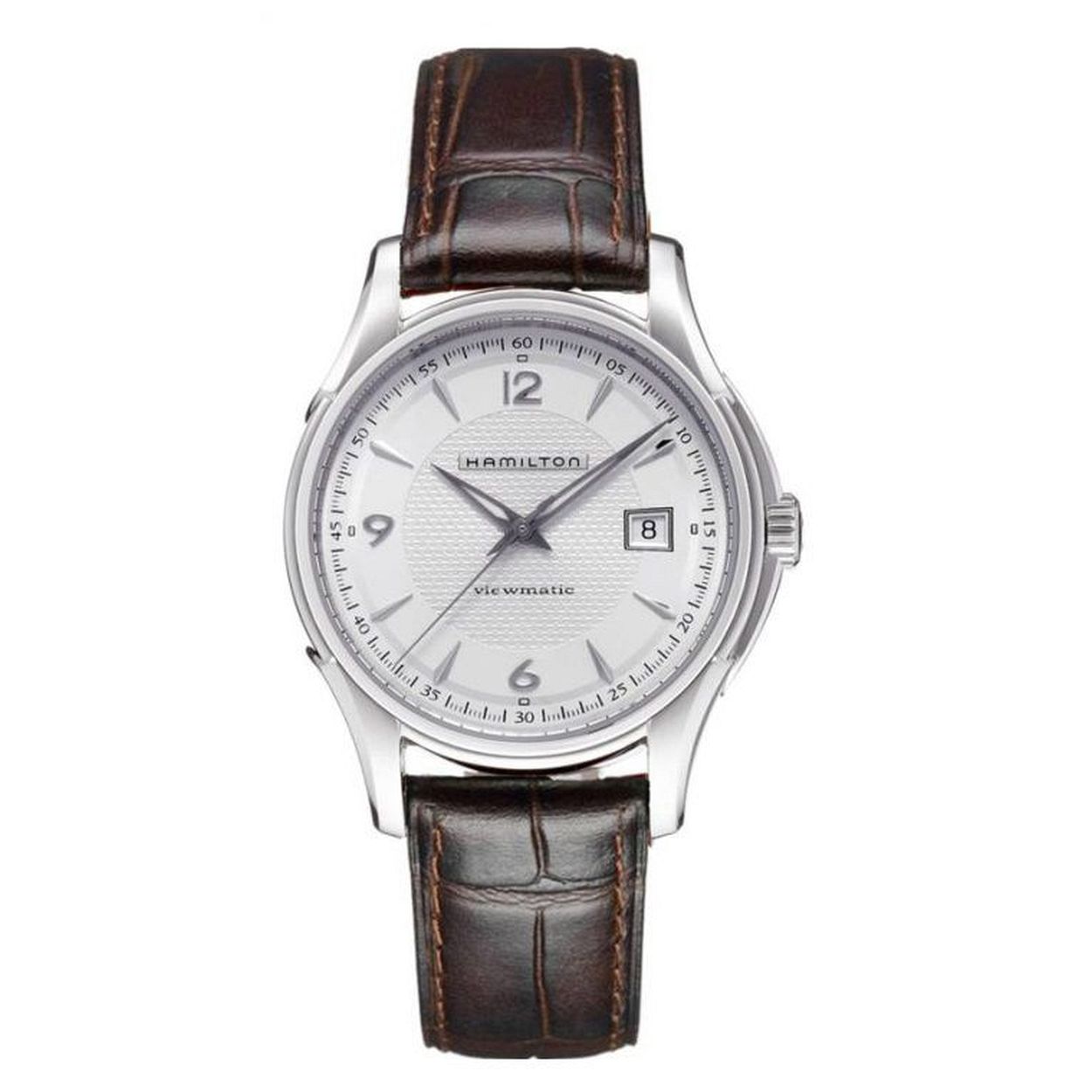 Een prachtig automatisch horloge van het merk Hamilton uit de Jazzmaster collectie. Met een open kast.

Dankzij de doorzichtige achterkant van de kast van de Viewmatic kan worden aanschouwd hoe de kunst van het horlogemaken perfect samenvloeit met hoogwaardig vakmanschap. Gelukkig is de voorkant van dit horloge net zo betoverend als de achterkant.