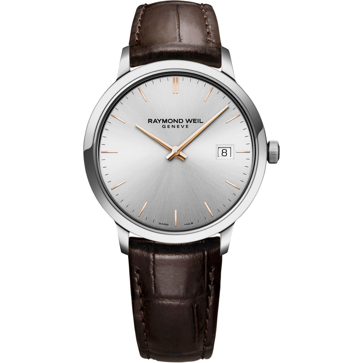 Het prestigieuze Zwitserse horlogemerk Raymond Weil laat zich inspireren door de precisie in de muziek en de kunst. De namen van de collecties zijn daarom vernoemd naar grootmeesters uit de muziek en opera-werken. De hoge kwaliteit horloges worden gemaakt met dezelfde precisie, elegantie, kwaliteit en betrouwbaarheid uit culturele traditie en innovatie. Raymond Weil is een van de weinig nog echt onafhankelijk Zwitserse horlogemerken. Het houdt zich staande tussen de grote Zwitserse horlogegroepen door het kiezen van zijn eigen stijl en maakt zijn eigen keuzes. Dat maakt Raymond Weil ook zo uniek. Een mooi, eigenzinnig en kwalitatief Zwitsers horlogemerk!
