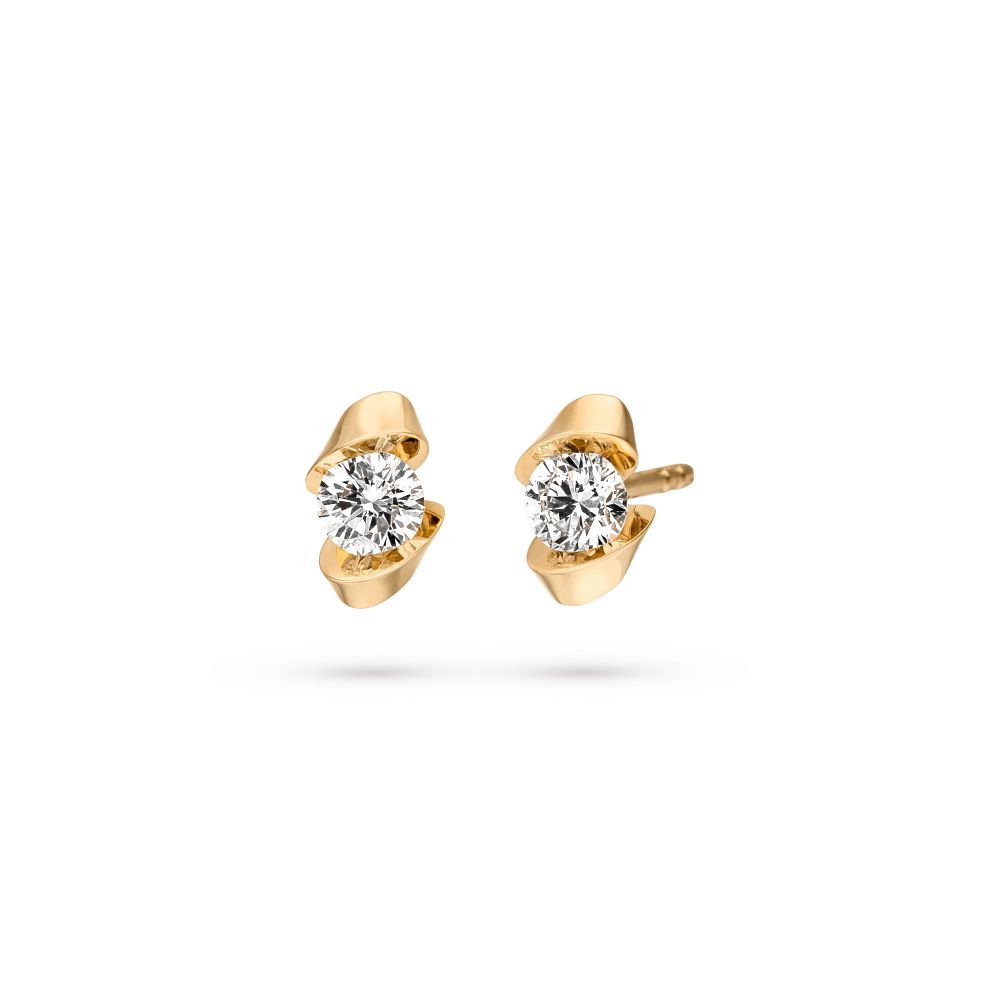 1Geel gouden 18 karaats oorknoppen uit de serie Calso gezet met diamant 2-0,48ct G-SI