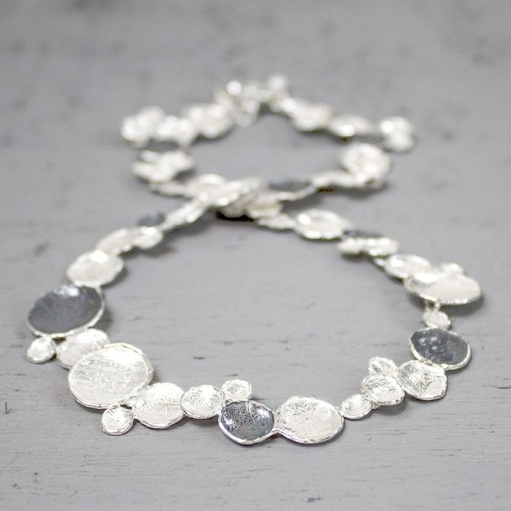 Collier 925 sterling zilver glans + oxi rondjes. Ook mooi met de bijpassende armband.