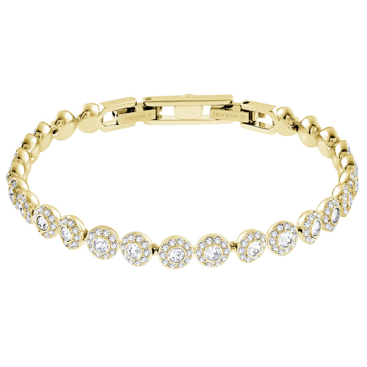 Pure, tijdloze elegantie. Deze armband met goudkleurige toplaag bestaat uit een rij ronde heldere kristallen, elk ingelijst in sprankelend helder kristallen pave. Perfect te combineren met andere items uit de Angelic-collectie en perfect om cadeau te geven.

Artikelnr.: 5505469
Collectie:  Angelic
Kleur:  Wit
Grootte: 16.5 cm
Materiaal:  Kristallen, Goudkleurige toplaag