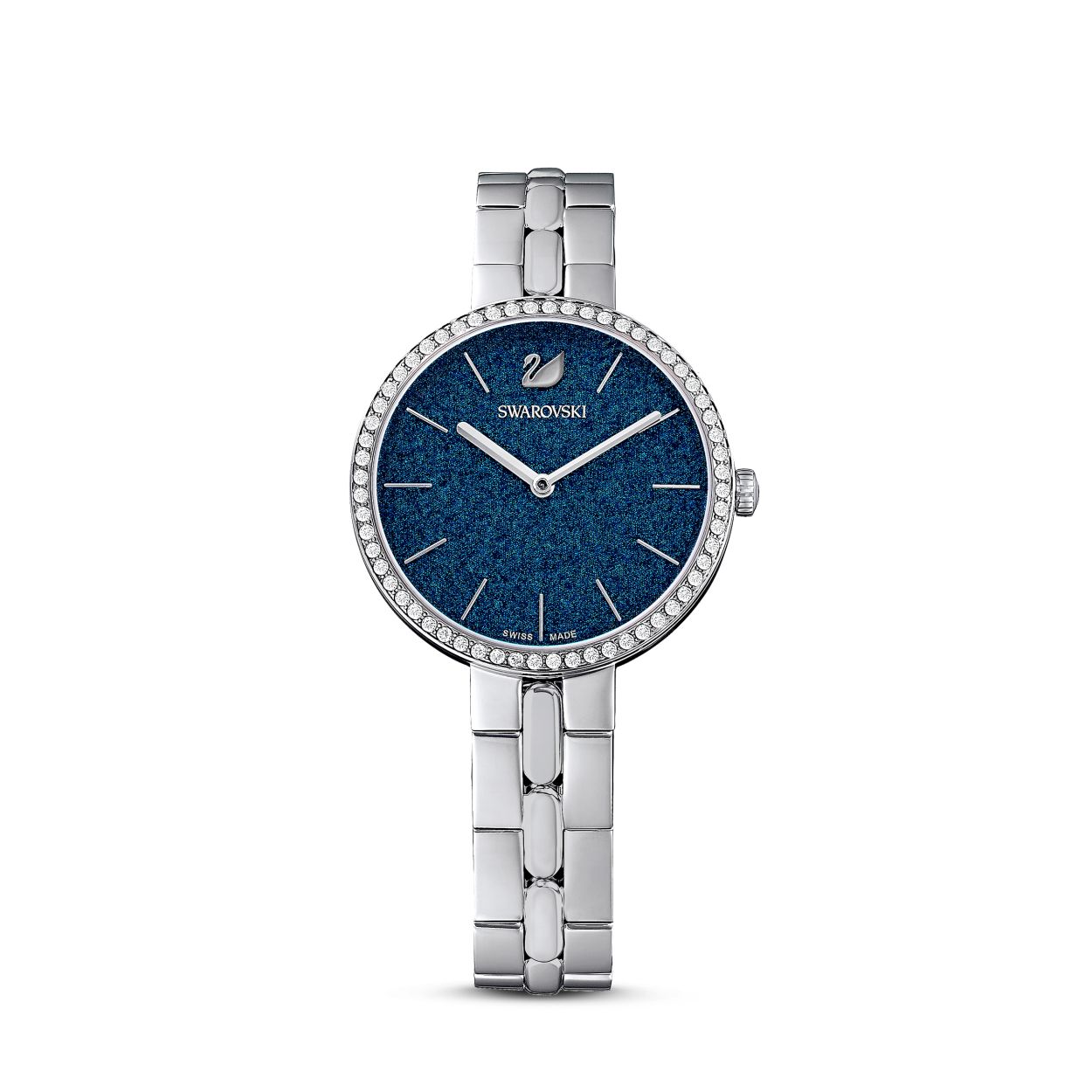 Dit Swarovski-horloge, casual maar toch opvallend, is een glamoureus accessoire dat elke outfit een sprankelend tintje geeft. De schitterende blauwe wijzerplaat en de roestvrij stalen kast zorgen voor een verleidelijke look. Een roestvrij stalen armband maakt het tijdloze design compleet. Het horloge met Zwitserse precisie is waterbestendig tot 50 m en is een uitstekende combinatie van elegantie en bruikbaarheid.