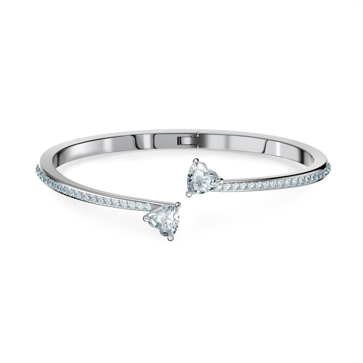 Deze Swarovski-armband, met zijn kunstzinnige eenvoud en een beetje romantiek is een ideaal cadeau voor een bijzonder iemand. Het onovertroffen elegante, rodium-vergulde design bevat twee onderling verbonden, hartvormige stenen als middenstuk. Een schitterend cadeau waar de ogen van je geliefde van zullen glanzen.