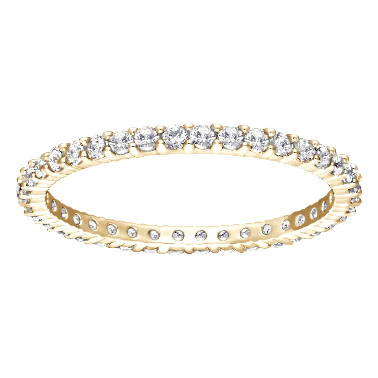 Voeg een subtiele sprankeling toe aan elke look met de Vittore-ring in tijdloos mooi goudkleurig PVD. Dit chique, gemakkelijk te dragen ontwerp is versierd met prachtige stenen, straalt aan alle kanten en is perfect om te stapelen met andere stijlen. Probeer hem te combineren met een opvallende cocktailring om een cool contrast te creëren.
