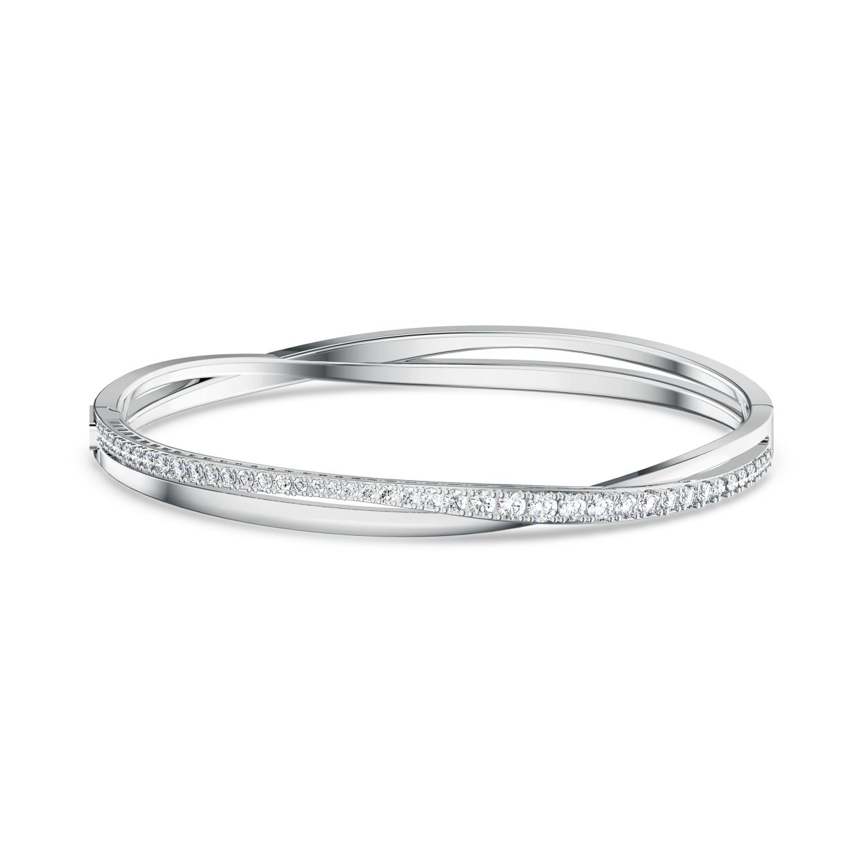 Deze prachtige armband van Swarovski is tijdloos, ingetogen elegant in een moderne interpretatie van de spiraaltrend. Een briljante lijn sprankelende witte kristallen volgt de zacht gebogen contouren van de armband en voegt glinsterende schittering toe aan het design. Deze armband is zowel trendy als verfijnd en voegt een briljant accent toe aan je dagelijkse looks.