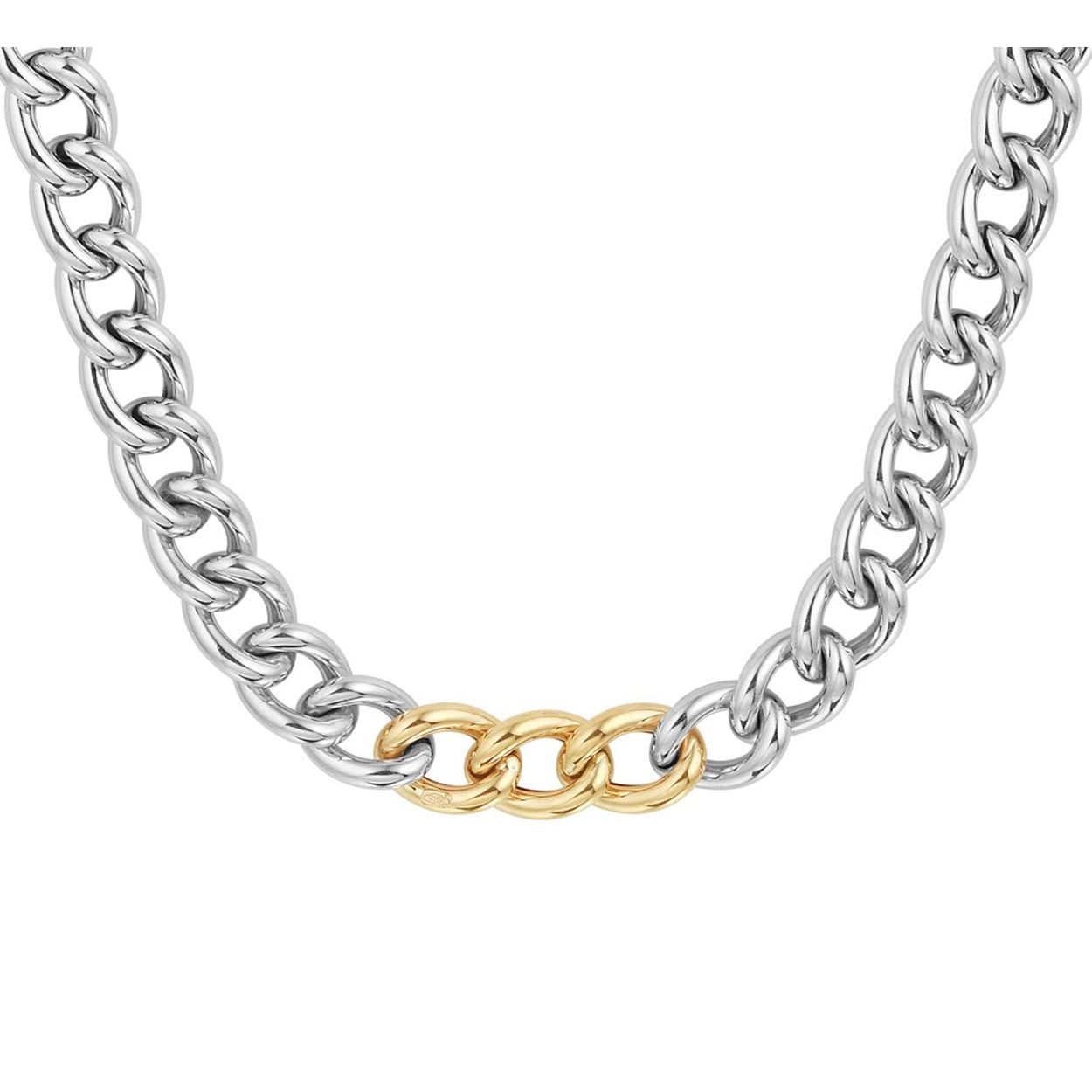 14k Geelgoud en 925 zilveren gourmet collier uitgevoerd met een karabijn sluiting. Het collier heeft een draaglengte van 45cm.