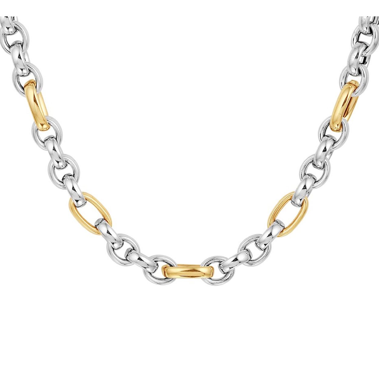 14k Geelgouden en 925 zilveren anker collier met een schakelbreedte van 6.5mm. Het collier heeft een draaglengte van 45cm en is uitgevoerd met een stevige karabijn sluiting.